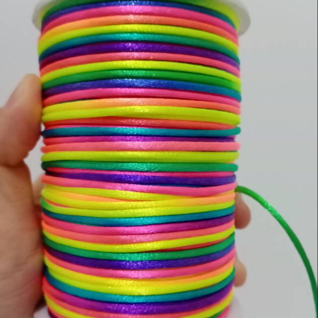 Tali Satin Cina Bahan Gelang Kalung Masker  Simpul Bahan Satin Sutera Rainbow