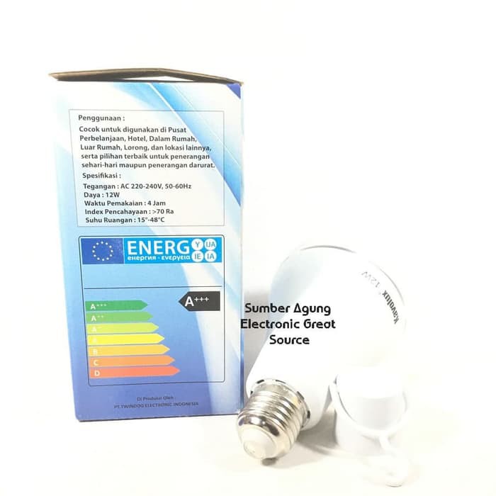 Kavolux Bohlam LED Emergency 12W Nyala saat Mati Lampu Baterai Awet