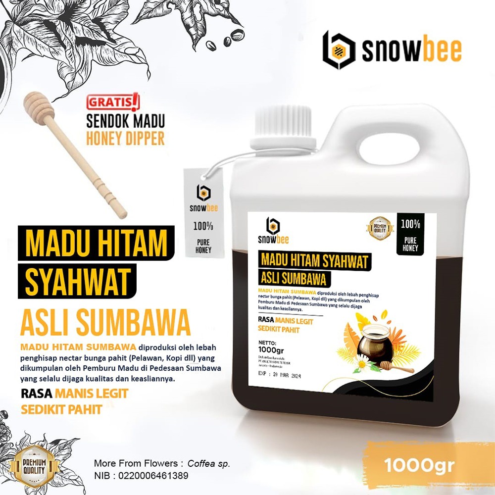 MADU HITAM SYAHWAT SUMBAWA 1KG | SNOWBEE MADU HITAM MURNI SUMBAWA