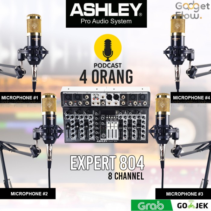Produk Terbaru Paket Podcast 4 Mic Microphone Bm800 Bm 800 Mixer 8 Channel Ashley