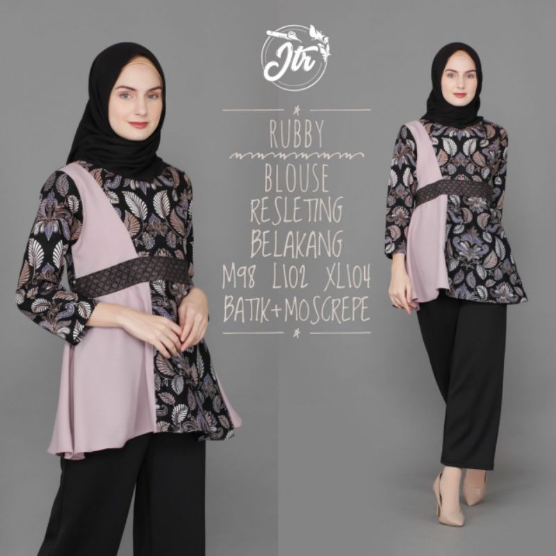 tey-17 Batik wanita ASJ SA HRB026 Kenongo Kemeja Tosca Pendek-2