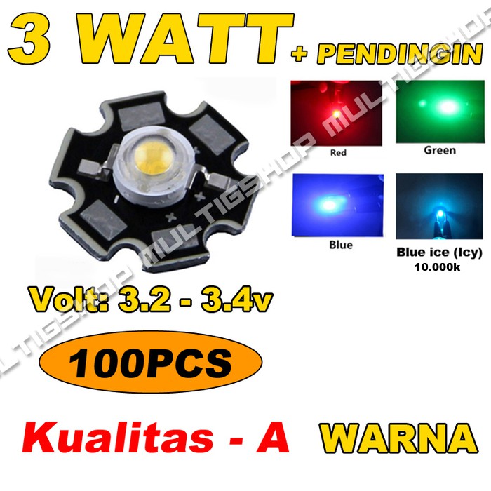100Pcs LED HPL 3w Warna Part 1