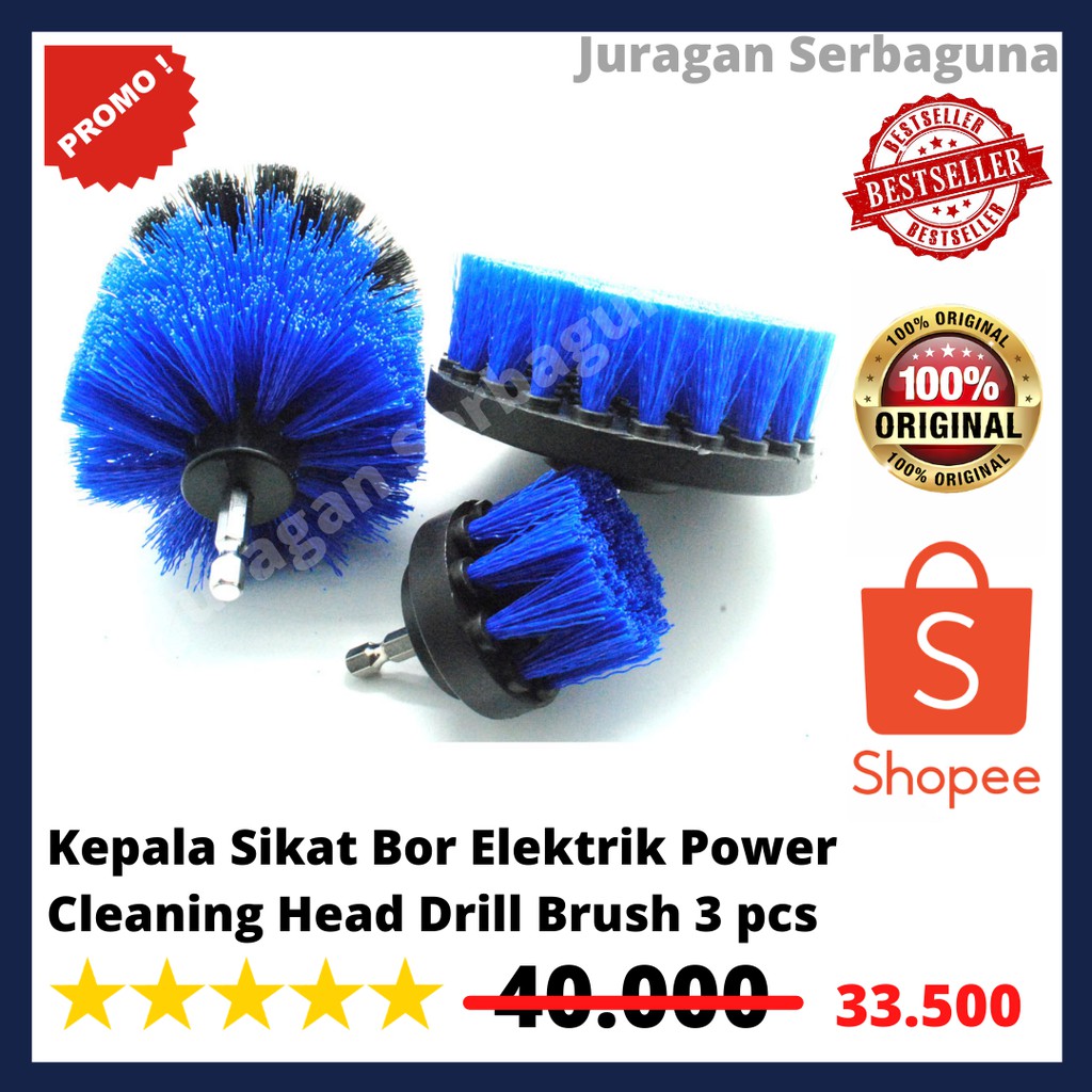 Kepala Sikat Bor Elektrik Power Cleaning Head Drill Brush 3 pcs