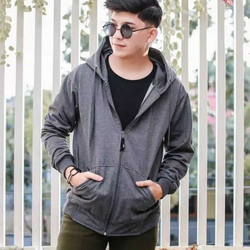 Fashion style- Sweater hoodie polos resleting/sweater hoodie pria keren/hoodie polosan