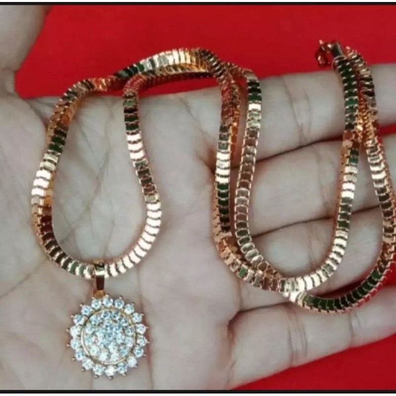 kalung milano kaca liontin permata