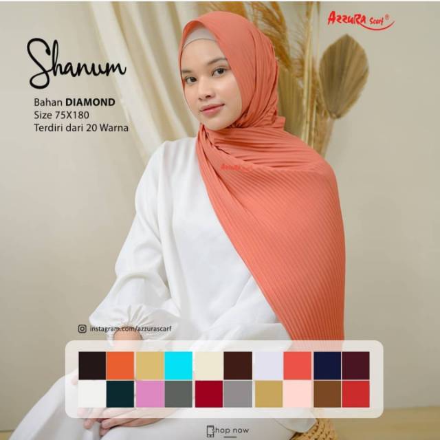 Jilbab pashmina Plisket Shanum by Azzura Scarf