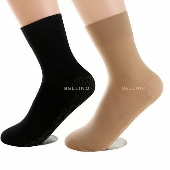 Bellino - Termurah Kaos Kaki Wanita Diatas Mata Kaki Warna Kulit dan Hitam Kaos Kaki Muslimah Polos-3