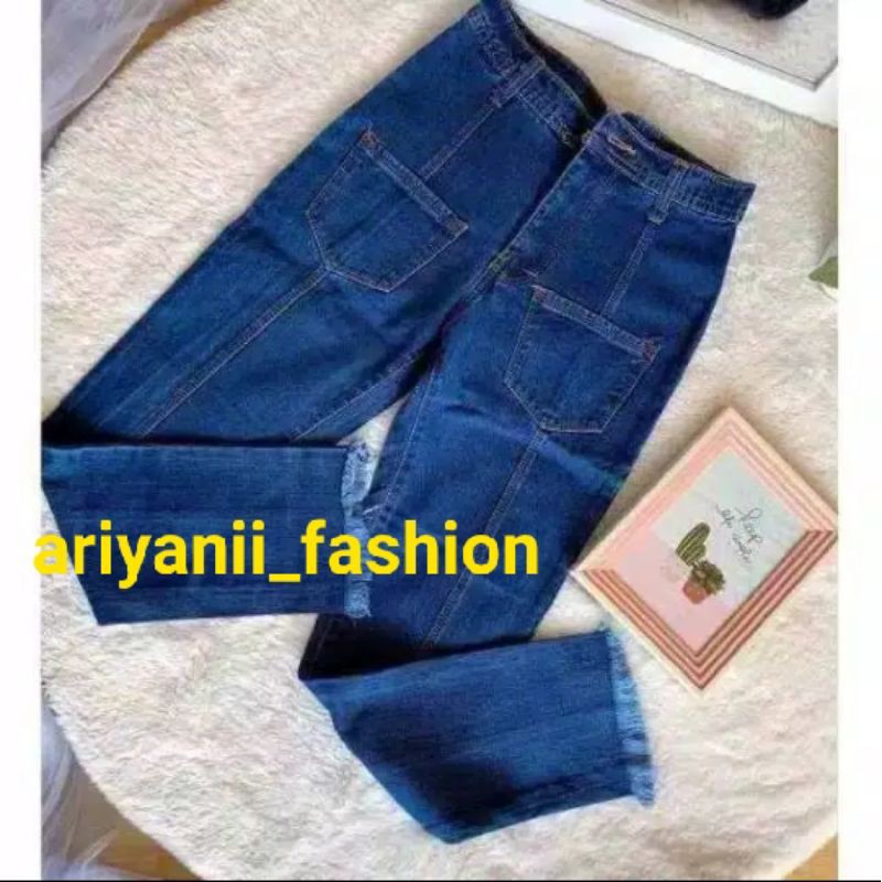 ARN - CELANA JEANS WANITA BOYFRIEND MURAH DENIM ORIGINAL WASHED Korean style Bisa COD