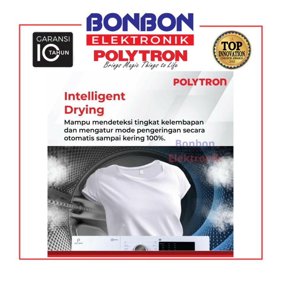 Polytron Mesin Cuci Front Loading 11KG/7KG Dryer PFL 1105 Inverter