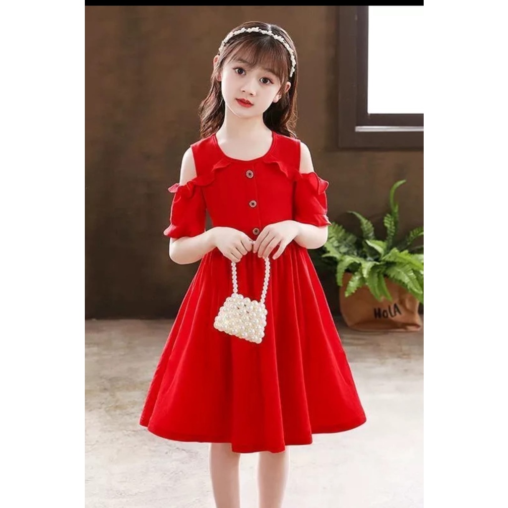 INV - DRESS KIDS SHOPIA / PINK / MERAH / TERBARU / ANGGUN / TERPOPULER