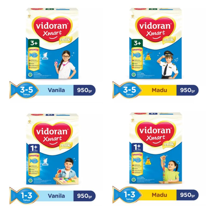 VIDORAN Xmart Milk 1+ &amp; 3+ Rasa Vanila/Madu 925gr