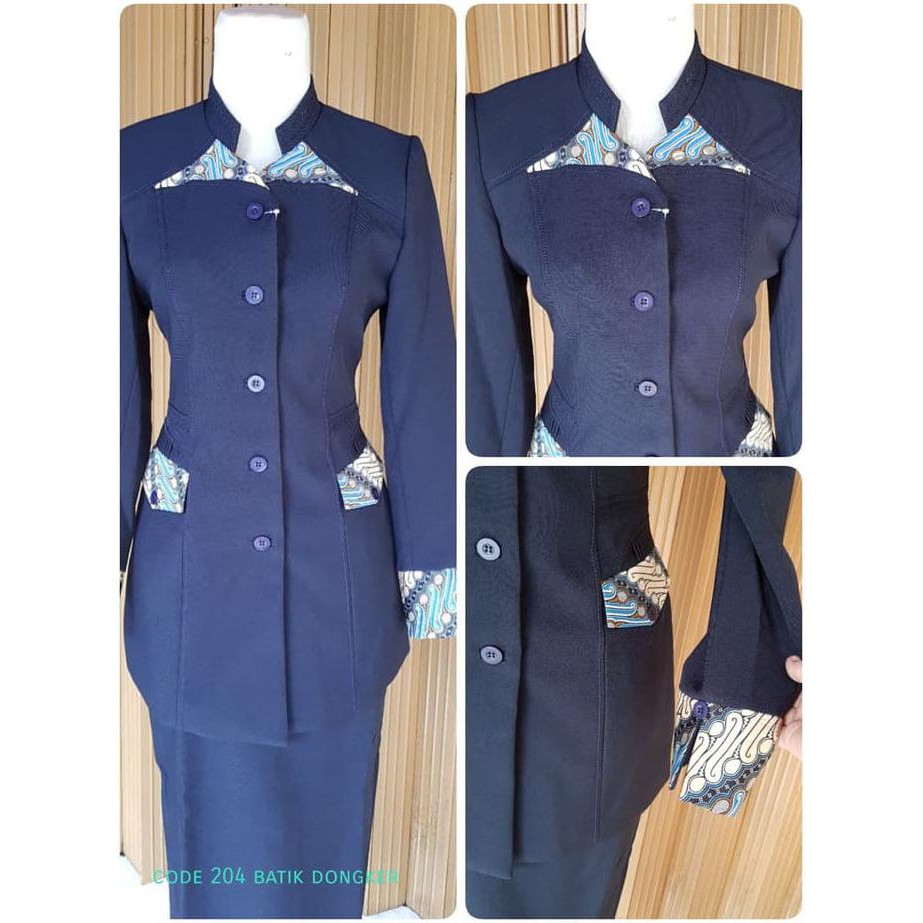 EDISI TERBARU SET BAJU BLAZER BATIK DONGKER SHANGHAI GURU WANITA SERAGAM KANTOR,BANK KEBURU HABIS..