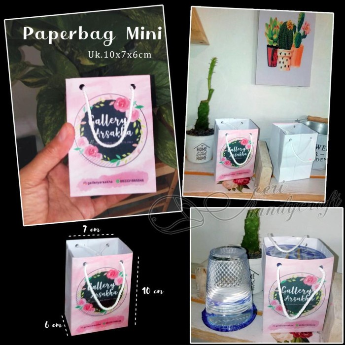 

(TERLARIS) READY STOK !!! paperbag super mini uk.7x10x6cm isi 50pc desain CUSTOM