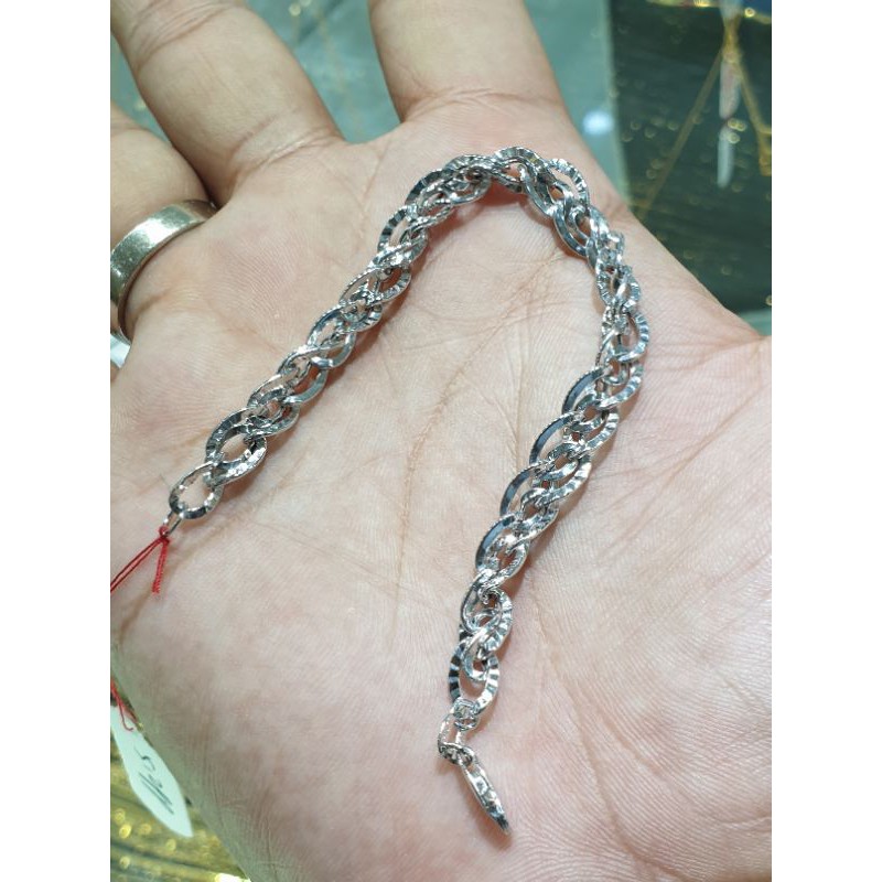 gelang emas putih 750 rantai holo kepang