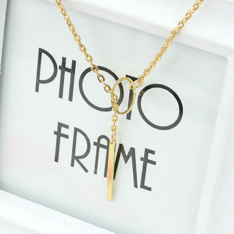 Kalung Rantai Panjang Bahan Tembaga dengan Liontin Bulat untuk Wanita