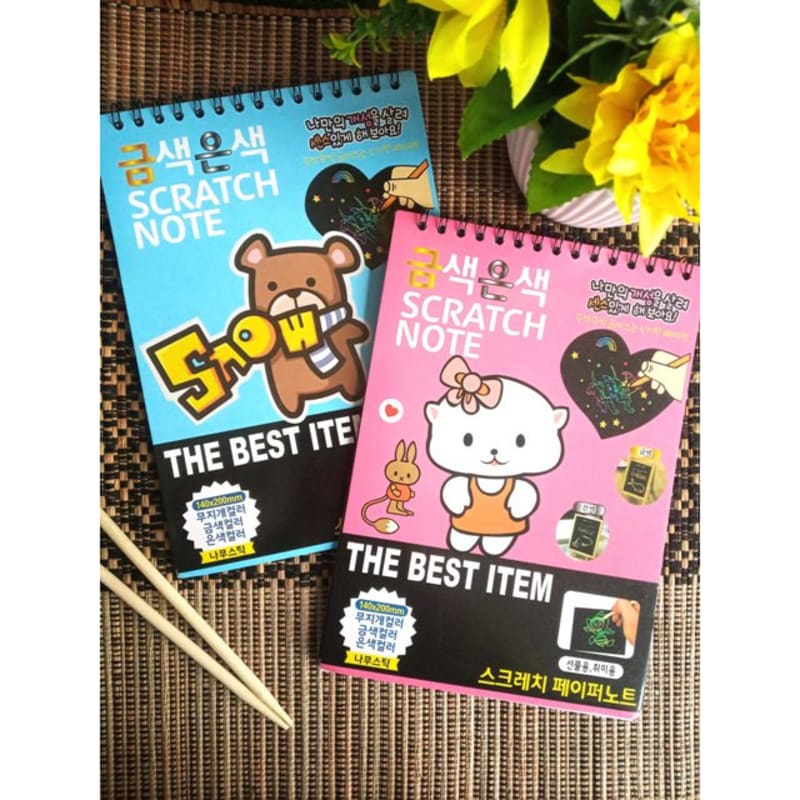 

RAINBOW Scratch Note Big / Memo Hitam Besar + Wooden Stick