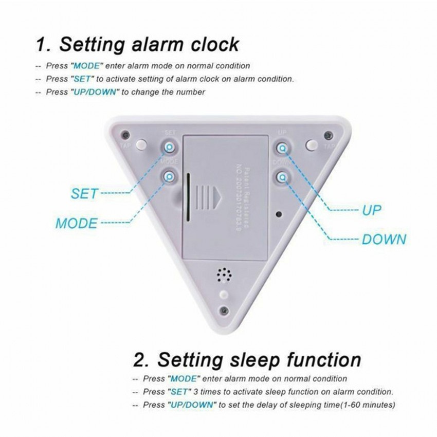 Jam Alarm Digital Portable Bentuk Piramida Dengan Led 7 Warna Untuk Kantor