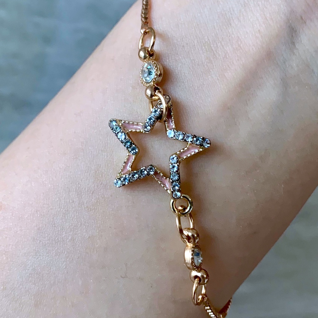 Gelang Serut titanium emas wanita berlian fashion wanita korea gelang tangan mutiara rantai Xuping bracelet aksesoris-#1