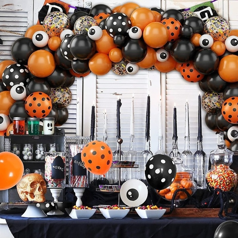 Set Balon Karangan Bunga Desain Kucing Kelelawar Labu Mummy Arch Untuk Dekorasi Pesta Halloween