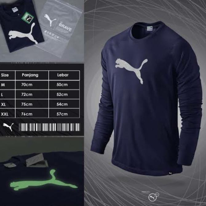 ( BISA COD ) KAOS BAJU LENGAN PANJANG FASHION SPORT PUMA PRIA WANITA COMBED 30S - Putih, S STOK