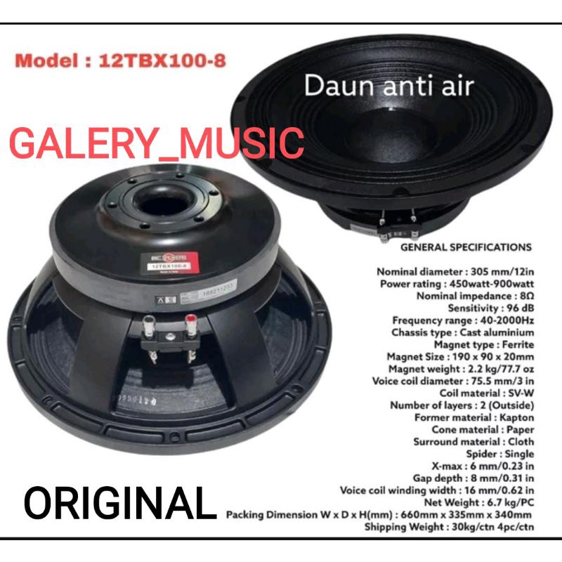 Speaker Component 12TBX 100 ORIGINAL  B&C