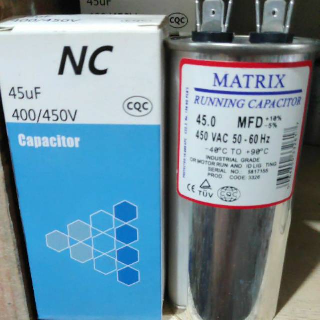 Kapasitor 45UF 400/450V ,Kapasitor packingan bermerk