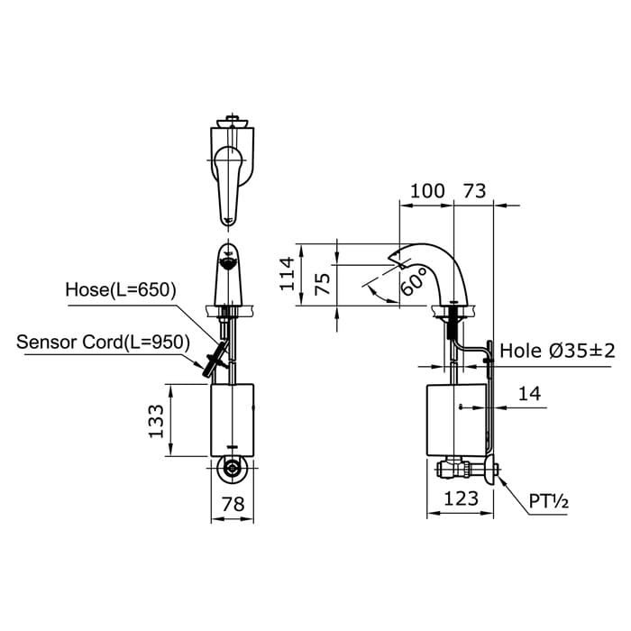 T.Lillie - Kran Westafel Sensor Toto Ten40Anv900 Listrik/Kran Wastafel Otomatis