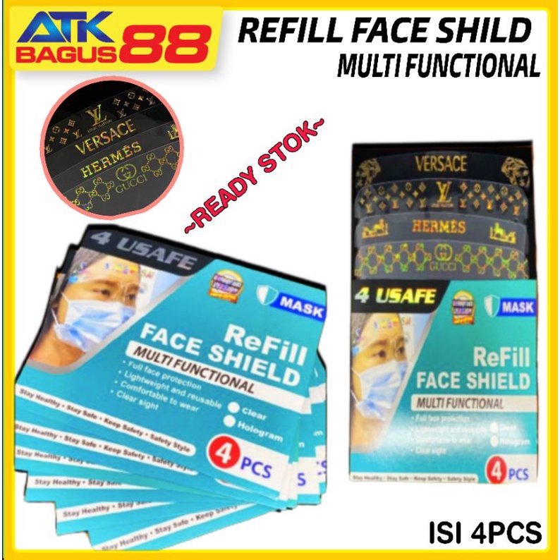 REFILL MIKA FACE SHIELD KACAMATA PREMIUM HOLLOGRAM U SAFE harga /1 pcs