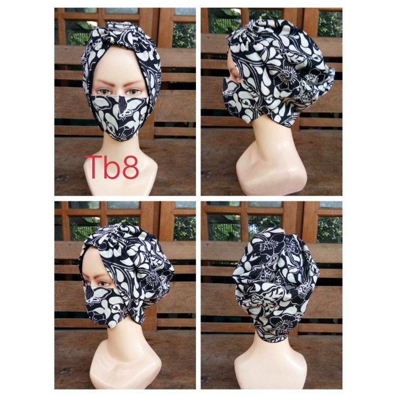 Turban Masker Batik Set / Turban Instan / Turban Hijab