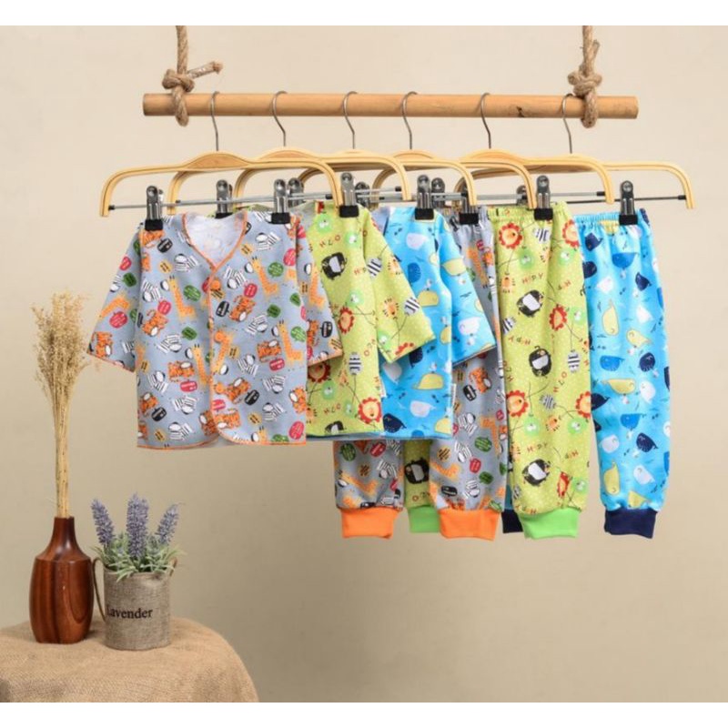 3 PCS SETELAN MUBEBI PANJANG BAYI NEWBORN KANCING DEPAN PIYAMA BAJU TIDUR  buat baby 0-3 m