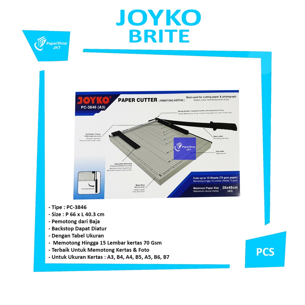 

JOYKO - Pemotong Kertas A3 Paper Cutter PC-3846 - Pcs