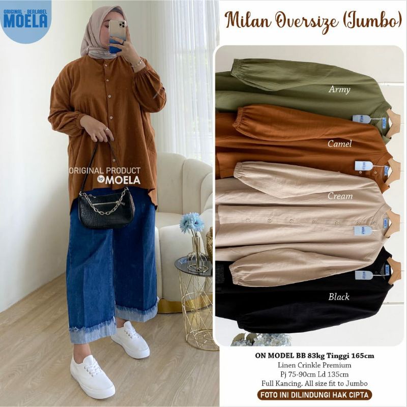 MILAN OVERSIZE TUNIK ORI MOELA || FASHION VIRAL TUNIK POLOS JUMBO TERBARU