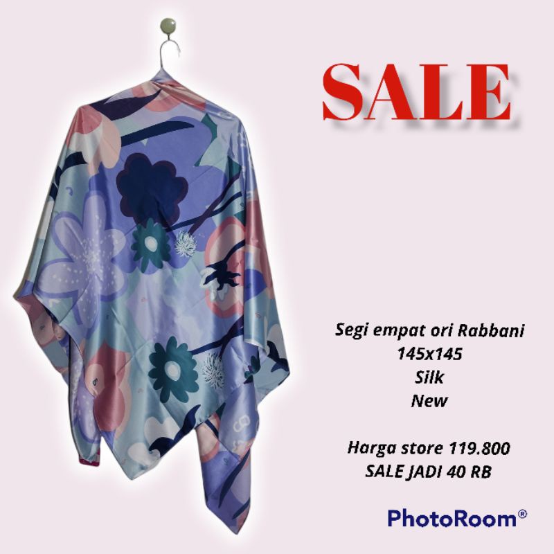 SALE khimar jilbab segi empat ori rabbani / jilbab segi empat motif