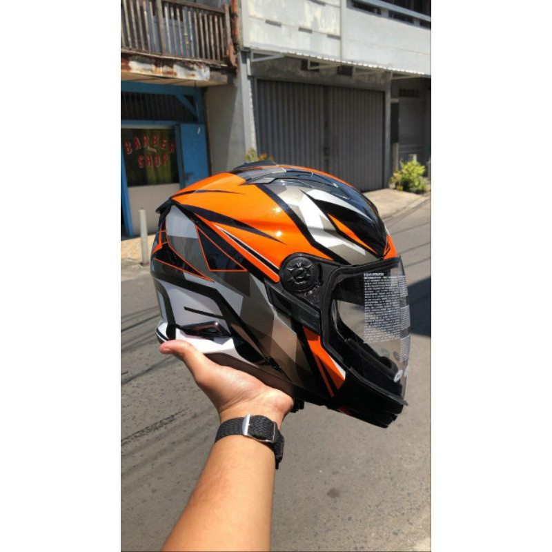 Zeus 613c MBLK/AJ12 WHI Helm Harian Touring  Adventure