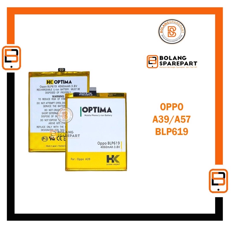 BATERAI BATRE OPPO A39 / A57 2016 BLP619 HK OPTIMA DOUBLE IC