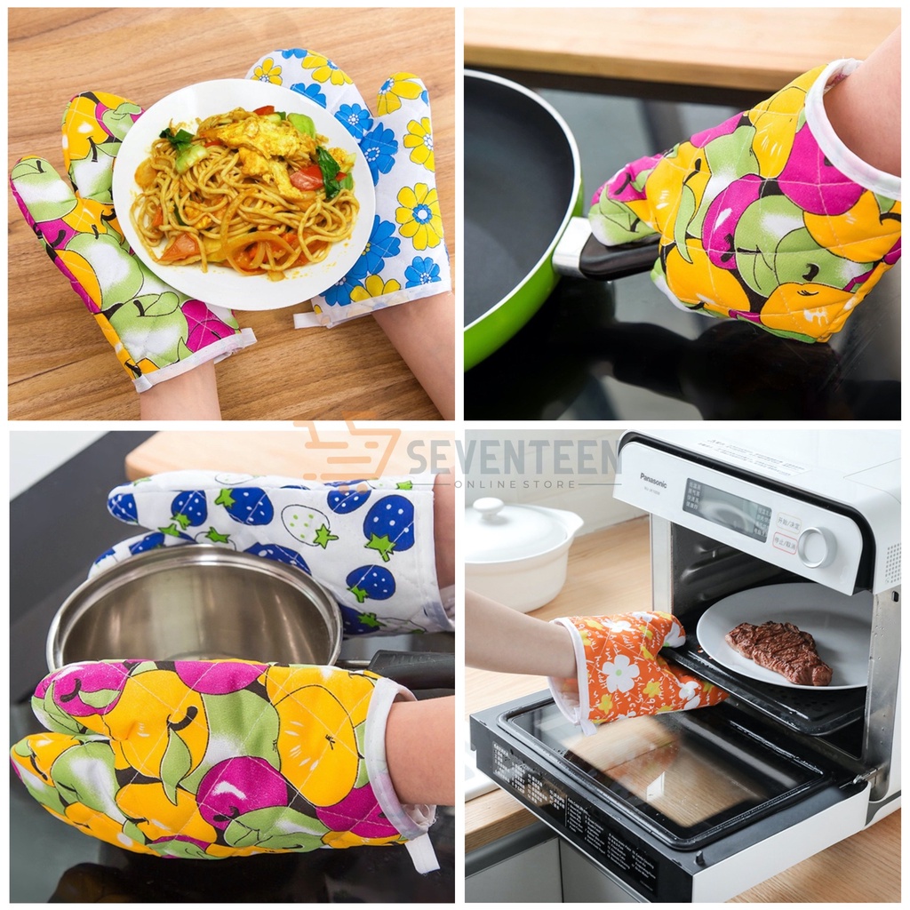 SARUNG TANGAN OVEN MOTIF SARUNG TANGAN ANTI PANAS PERALATAN DAPUR MICROWAVE OVEN GLOVES KITCHEN SET