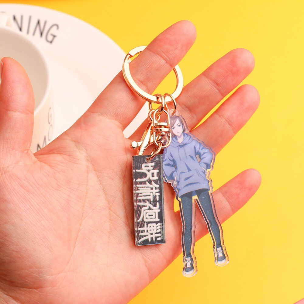 QUINTON Portable Jujutsu Kaisen KeyRings Fans Jewelry Gojo Satoru Keychains Yuji Itadori Key Holder Car Key Rings Bag Pendant Gift For Men Women Kid Special Car Interior Accessories Acrylic Fushiguro Megumi KeyRings