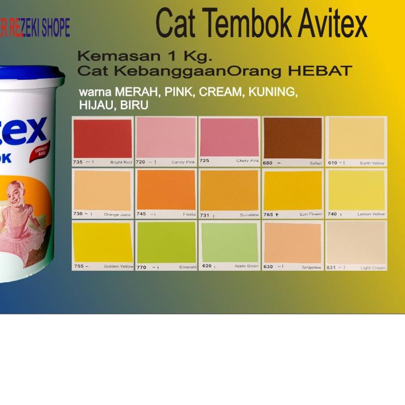 (Merah,Pink,Kuning,Cream,Hijau) Plafon Gypsum Avitex Interior 1kg Avian Brands