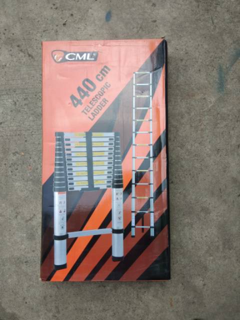 Tangga lipat single / Telescopic ladder single 4.4M / Tangga Pencet tombol