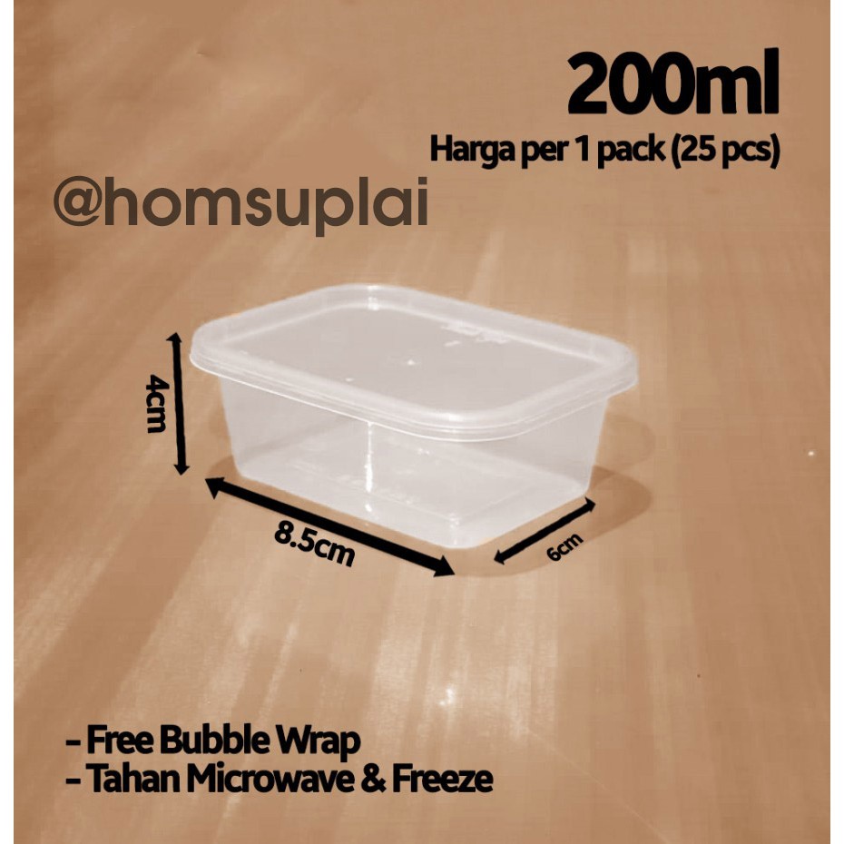 

Kotak makanan lebih tebal dari Mika PP 200 ml