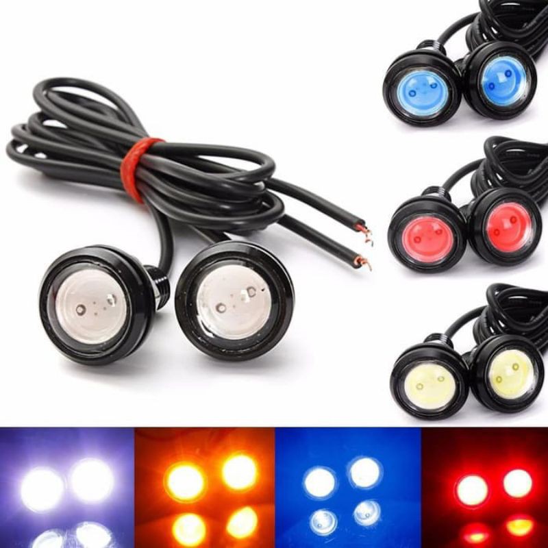 Lampu Mobil Motor Led Eagle Eye Drl Dc 12V 3W 23Mm Lampu Mata Elang Besar Super Terang