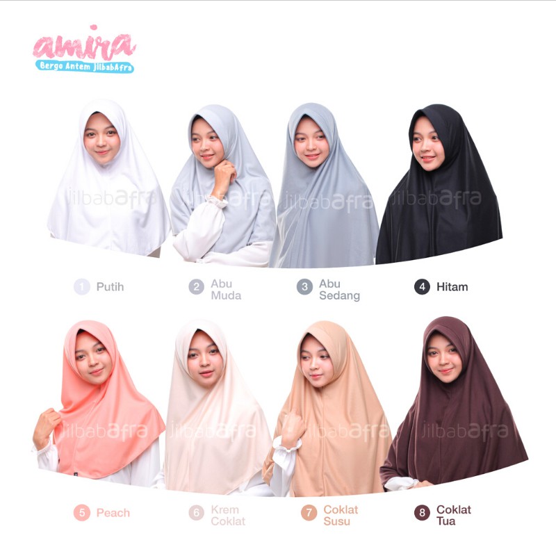 Jilbab Afra ( Jilbab Arfa ) Bergo Amira Pet Antem Size M - Size L- Jilbab Instan Bahan Kaos, Adem, Lembut &amp; Nyaman