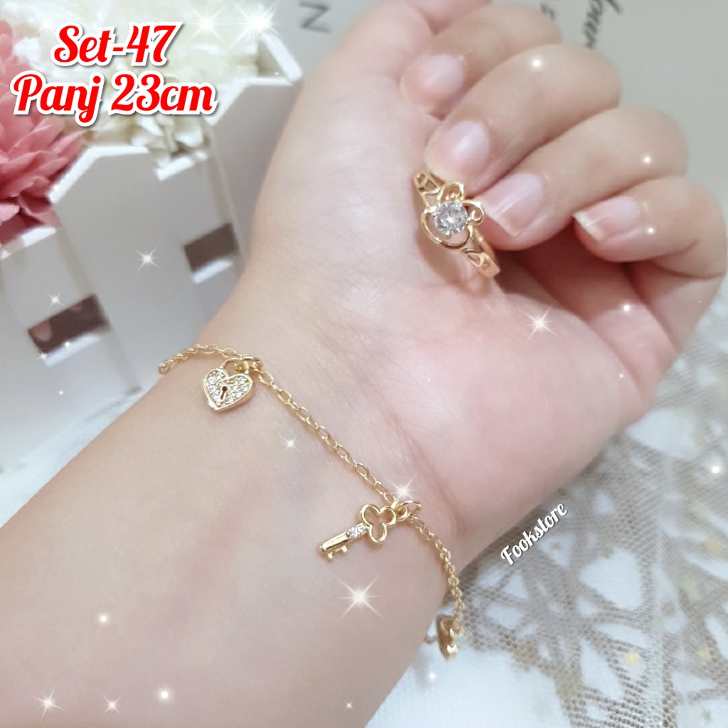 TERBARU SET GELANG WANITA GRATIS CINCIN/ANTI ALERGI