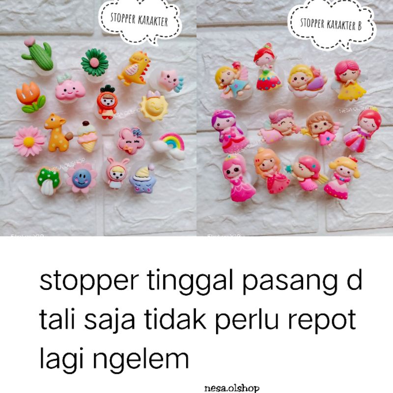 stopper clay resin karakter/angel princess/peri/cookies/chocolate isi 10pcs