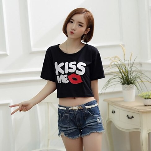 T-Shirt Black Korean Fashion 15K203106