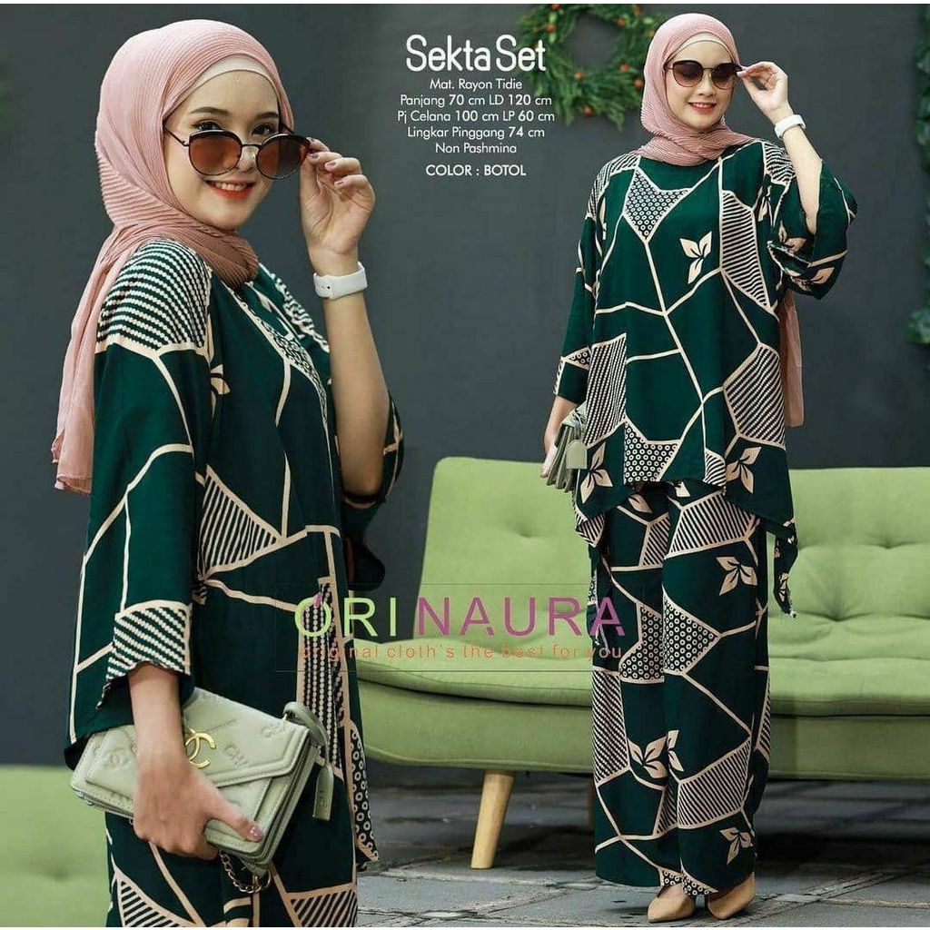 One Set Jumbo Waka Waka SEKTA Setelan Wanita Rayon Premium  Set Celana Panjang Tie Dye Kekinian