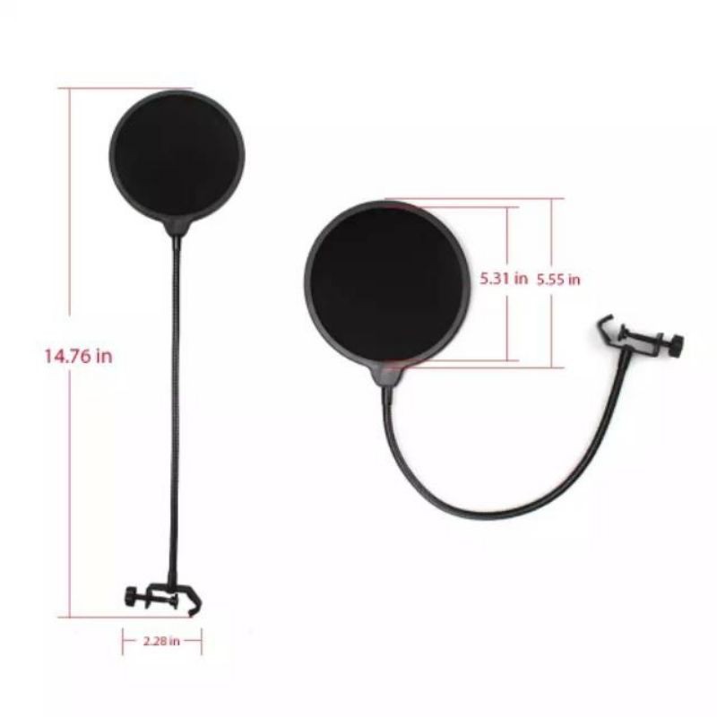 HANAISO POP FILTER STAND MIC WINDSCREEN DUAL LAYER MIKROFON MICROPHONE REKAMAN PODCAST BM800 BM8000