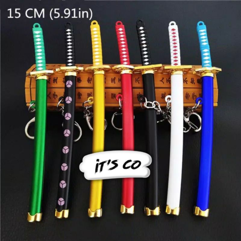 ZONIME Keychain Miniatur Pedang Zoro Anime One Piece