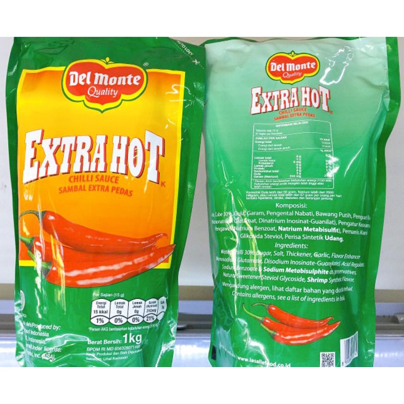 Saus Sambal Extra Hot Pedas Delmonte 1 kg Standing Pouch