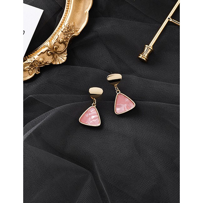 LRC Anting Tusuk Fashion S925 Silver Needle Fan-shaped Crystal Shell Metal Sequin Earrings F5949X